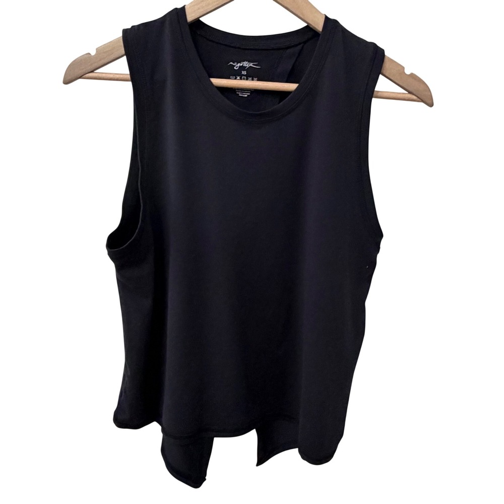 X by Gottex Tank Top XS Black Split Back Activewear Sleeveless Shirt